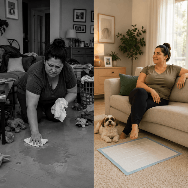 Karol e o filhote: antes e depois do Manual Xixi no Lugar Certo